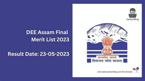 DEE Assam Final Merit List 2023 Result Date 23 05 2023