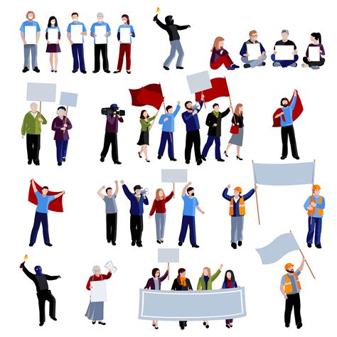 Demonstration Protest People Icons Set 477136 Vector Art At Vecteezy