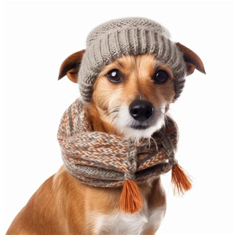 Premium Ai Image A Dog Wearing A Hat And Scarf