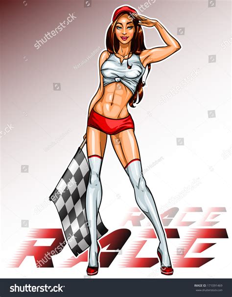 Racing Pin Girl Flag Stock Vector 171091469 Shutterstock
