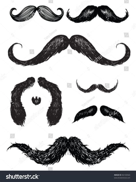 Hand Drawn Mustache Set Stock Vector Royalty Free 96150560