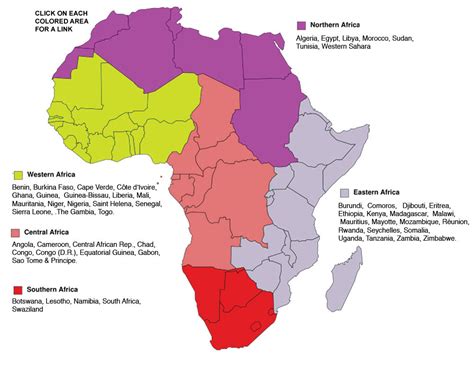 Map Of Africa Showing Regions Map Of World