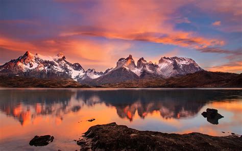 Wallpaper Chile Patagonia Andes Mountains Lake Sunset 1920x1200 Hd