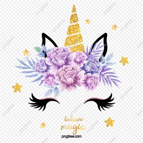 Gold Glitter Unicorn Clipart Png Images Purple Flower Gold Glitter