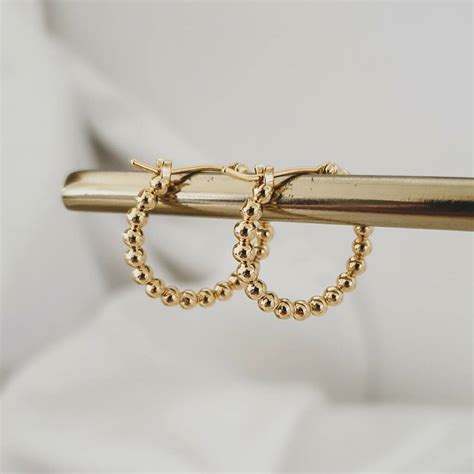 Gold Vermeil Beaded Hoop Earrings By Misskukie