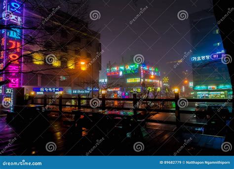 Seoul March 5 2016 Siheung Neon Lights In Seoul South Korea