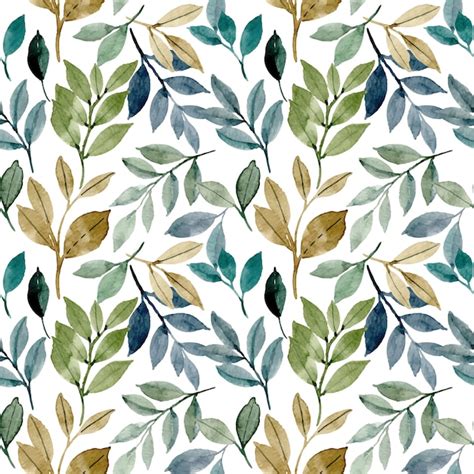 Premium Vector Seamless Pattern With Green Leaves Watercolor