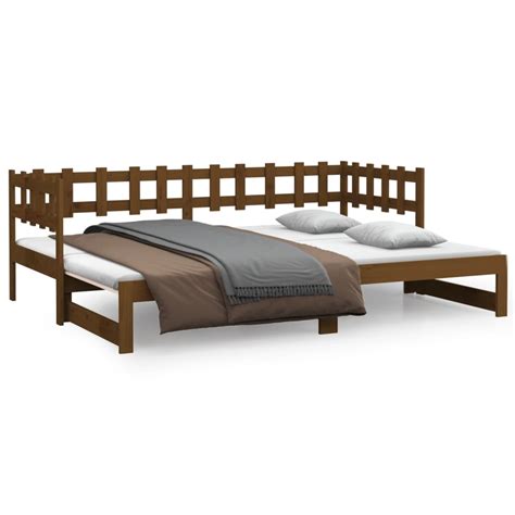 Pull Out Day Bed Honey Brown 2x90×190 Cm Solid Wood Pine Itz Coming