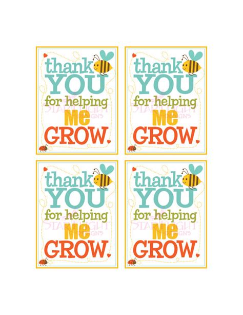 Teacher Appreciation Thank You For Helping Me Grow Sign Etsy