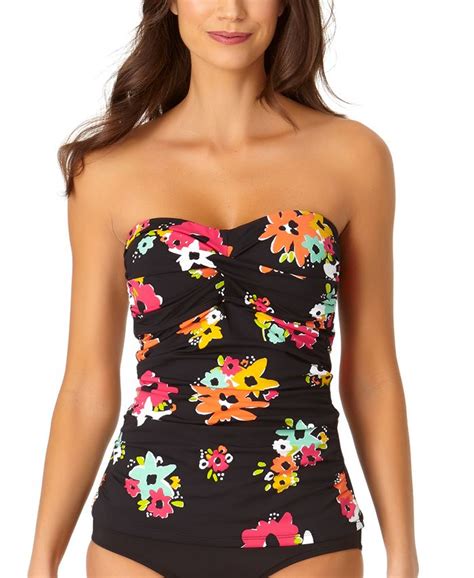 Anne Cole Island Bloom Twist Bandeau Tankini Top And Reviews Swimsuits