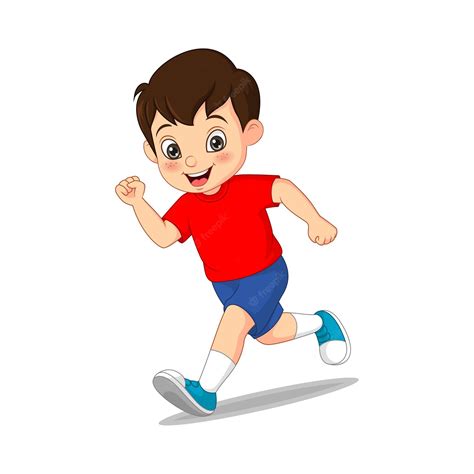 Premium Vector Cartoon Funny Little Boy Running