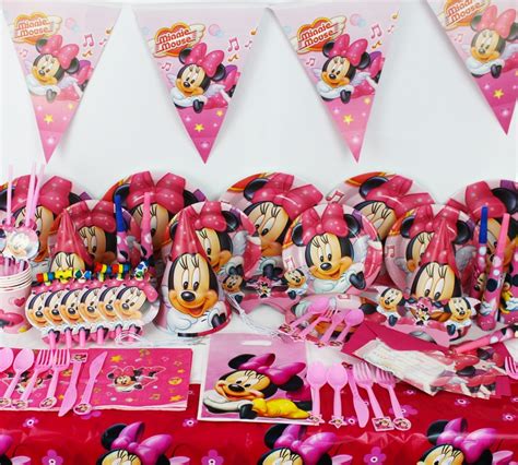 78pcs Minnie Mouse Baby Birthday Party Decorations Kids Evnent Party