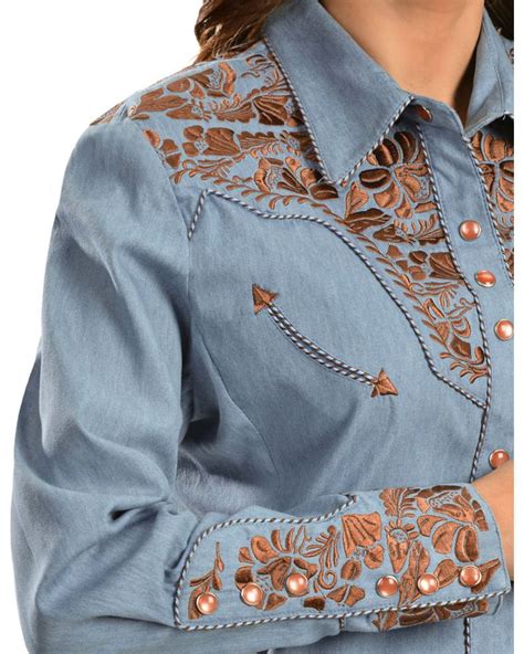 Scully Womens Floral Embroidered Western Shirt Girls Western Shirts Western Show Clothes