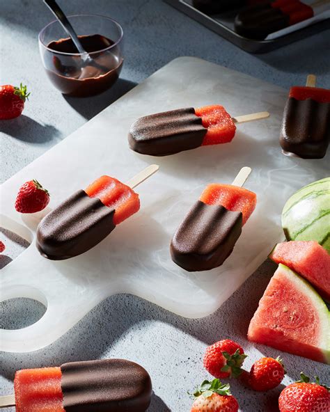 Strawberry Watermelon Chocolate Dipped Freezer Pop Cooking Panda