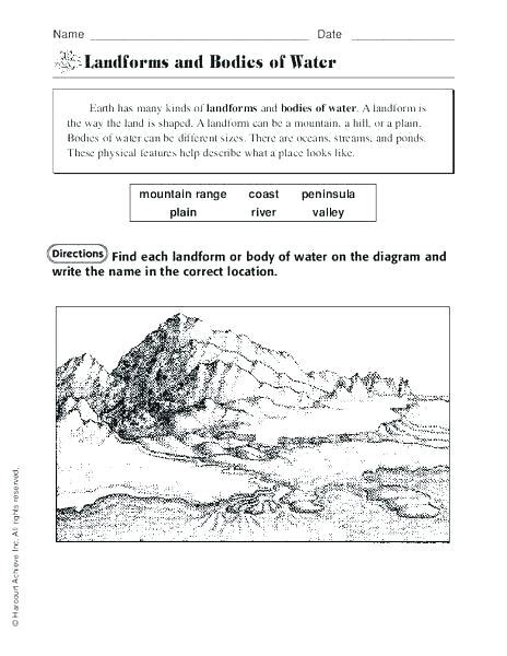 Free Worksheets Printable Landform Worksheets 3rd Grade Landform Free