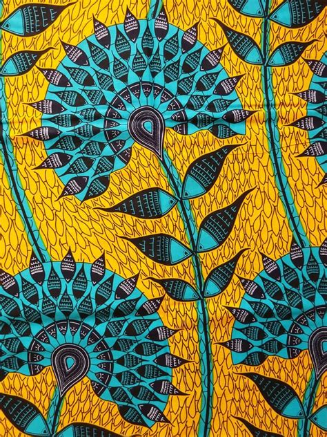 Ankara African Fabric Yellow Green African Wax Print Fabric By The Yard For African Print Dress