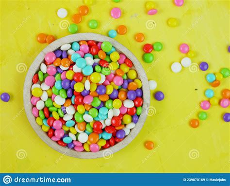 Top View Of Colorful Sweet Candy Rainbow Candy Sprinkles Stock Image