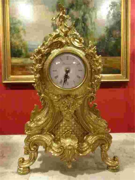 Italian Imperial Rococo Brass Mantel Clock Made In