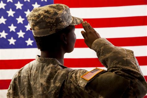 African American Military Woman Salutes Usa Flag One To One