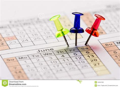 Pins On Calendar Stock Photo Image Of Background Agenda 44554782