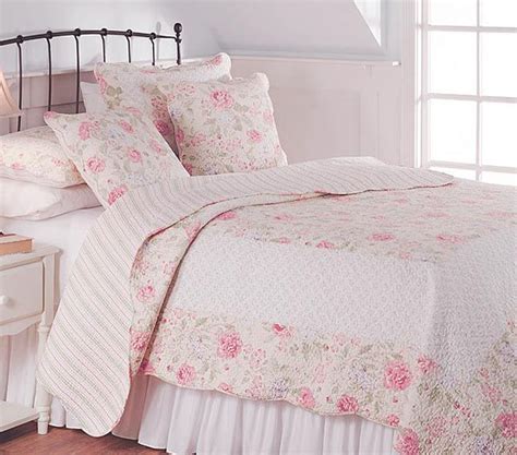 Callie Coral Pink Rose Romantic Cottage Quilt Set From Bella Home