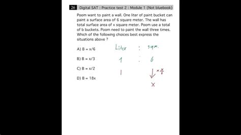 Digital Sat Practice Test 2 Module 1 Not Bluebook ข้อ 26 Youtube