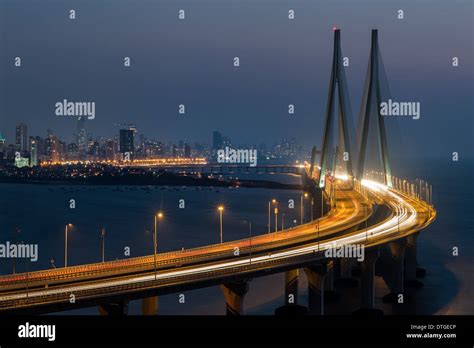 Night View Of The Bandra Worli Sea Link Bridge A Testament To Indias