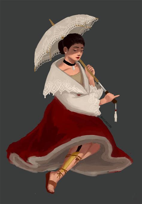 Download Graceful Maria Clara With Her Traditional Umbrella Wallpaper
