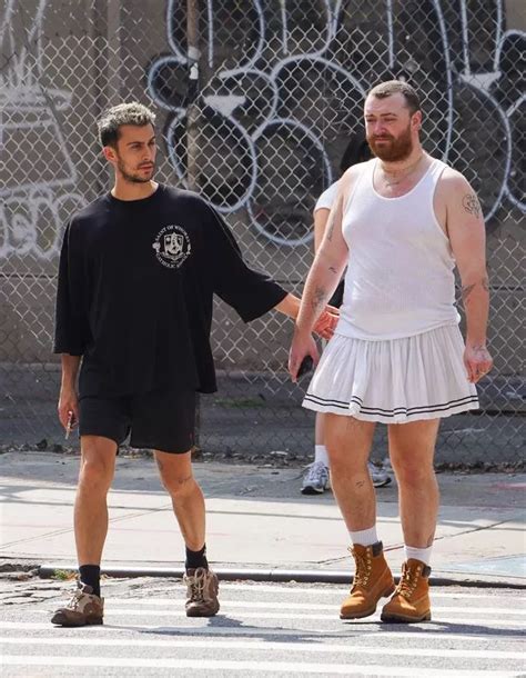 Sam Smith Dons White Skirt And Matching Tank Top For Ny Stroll With
