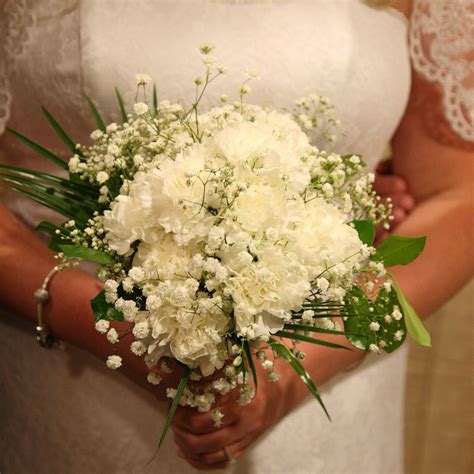 White Carnations Babys Breath Wedding Bouquet Carnation Wedding