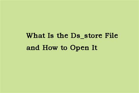 What Is The Dsstore File And How To Open It On Your Mac Minitool