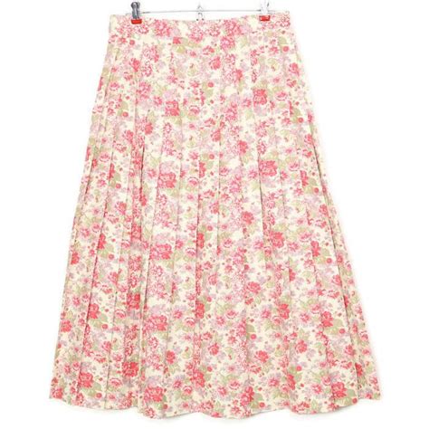 Vintage Laura Ashley Womens Skirt Long Maxi Size 14 Pink White Floral
