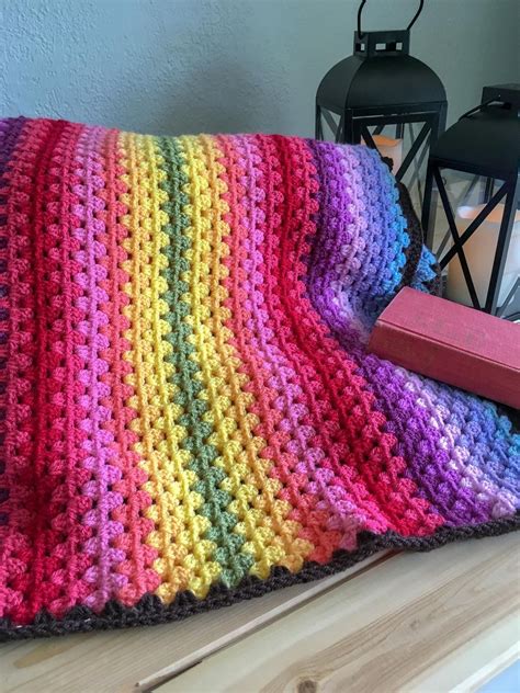 An Easy Granny Stripe Crochet Afghan Pattern Ombre Granny Etsy Granny