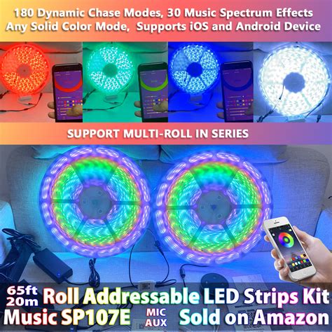 656ft20m Multi Color Chasing Rgb Long Led Strip Light Kit
