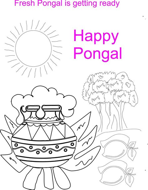 Pongal pot coloring printable page for kids