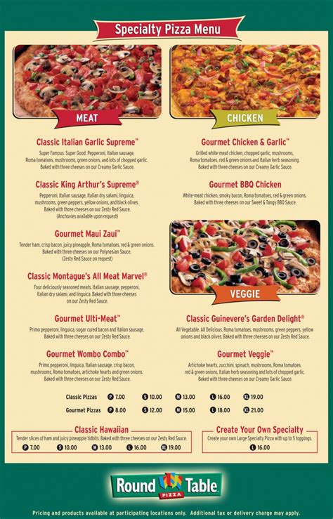 Choose from sliced turkey breast, roasted chicken or juicy ham. 100+ Round Table Pizza Prices and Menu - Best Way to Paint ...