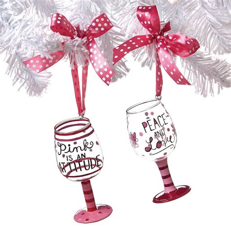 Glass has always been my passion. Pink is an Attitude Mini Wine Glass Ornaments Set of 2 ...