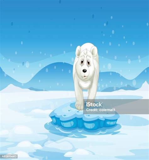 Sad Polar Bear Standing Above The Iceberg Stock Illustration Download