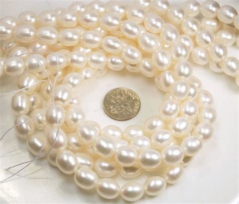 11 12mm Rice Shape Freshwater Pearls White Rice Pearls Grade AA AAA