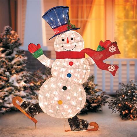 A Cheerful Ice Skating Snowman Is Just The Christmas Decoration Your