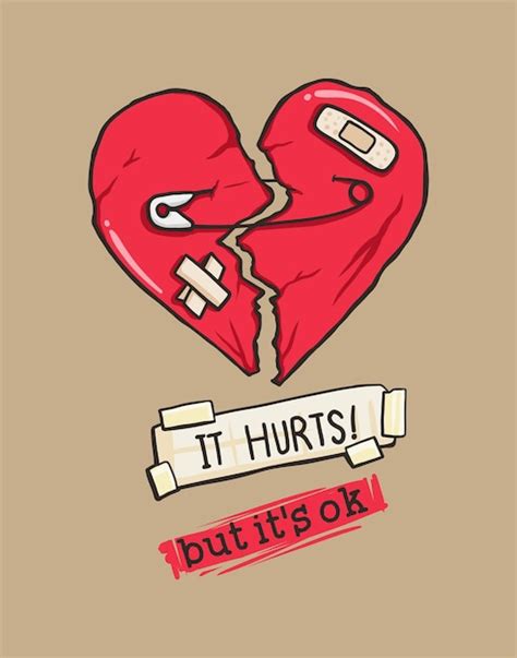 Premium Vector Broken Heart Fix With Pin And Bandages Vector Illustration