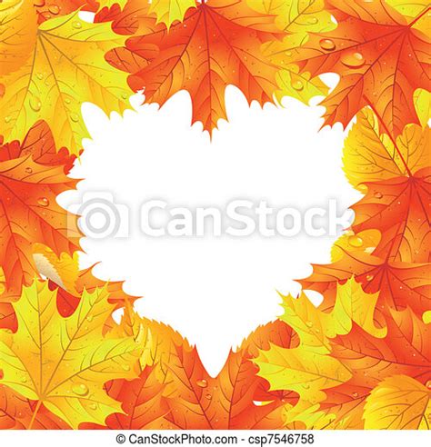 Vector Of Maple Leaves In The Shape Of Heart Autumn Leaf Background