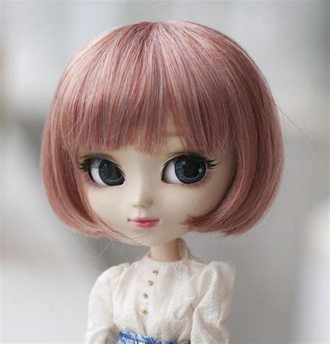 9 10 Pullip Doll Wig Cute Bob Cut Red Short Straight With Fringe For 1
