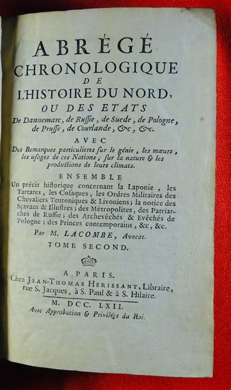 Proantic Lacombe Abr G Chronologique De L Histoire Du Nord Impr