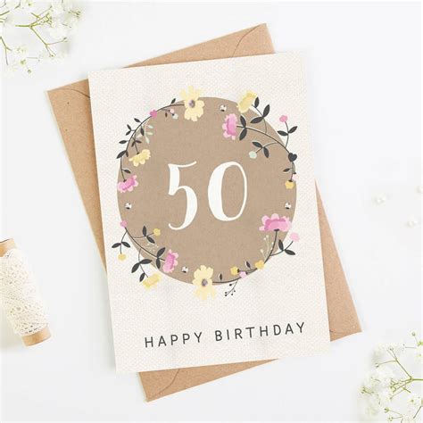 50th Birthday Card Floral By Loom Weddings