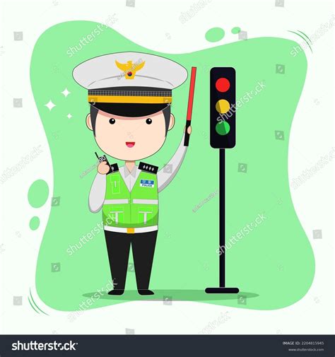 South Korean Traffic Police Officer Cartoon Stock Vector Royalty Free