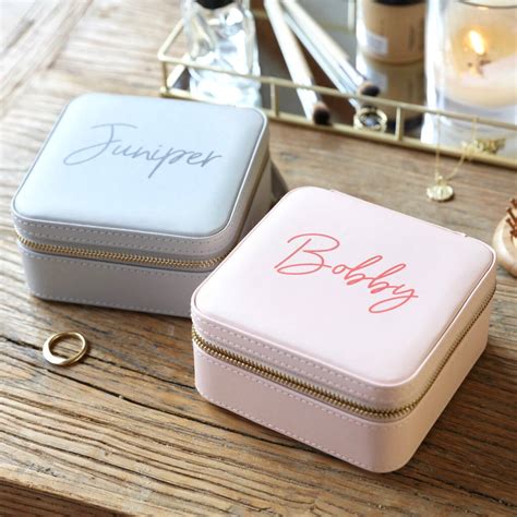 Personalised Square Travel Jewellery Box By Lisa Angel