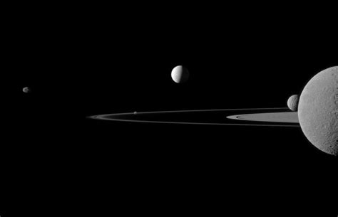 Five Of Saturns Moons Aligned Amazing Photo