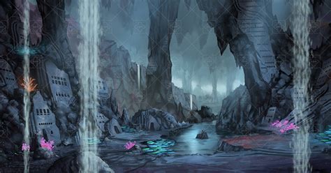 Underground Cave City High Quality Parallax Background Gamedev Market