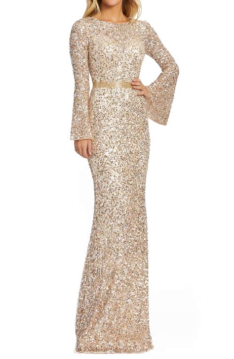 Mac Duggal Long Sleeve Sequin Column Gown In At Nordstrom Editorialist